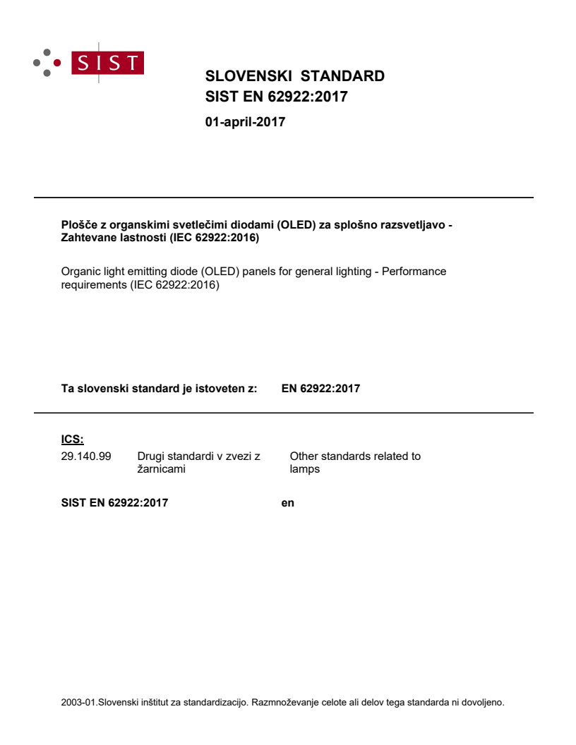 EN 62922:2017 EN 62922:2017 - BARVE - Page 1 preview