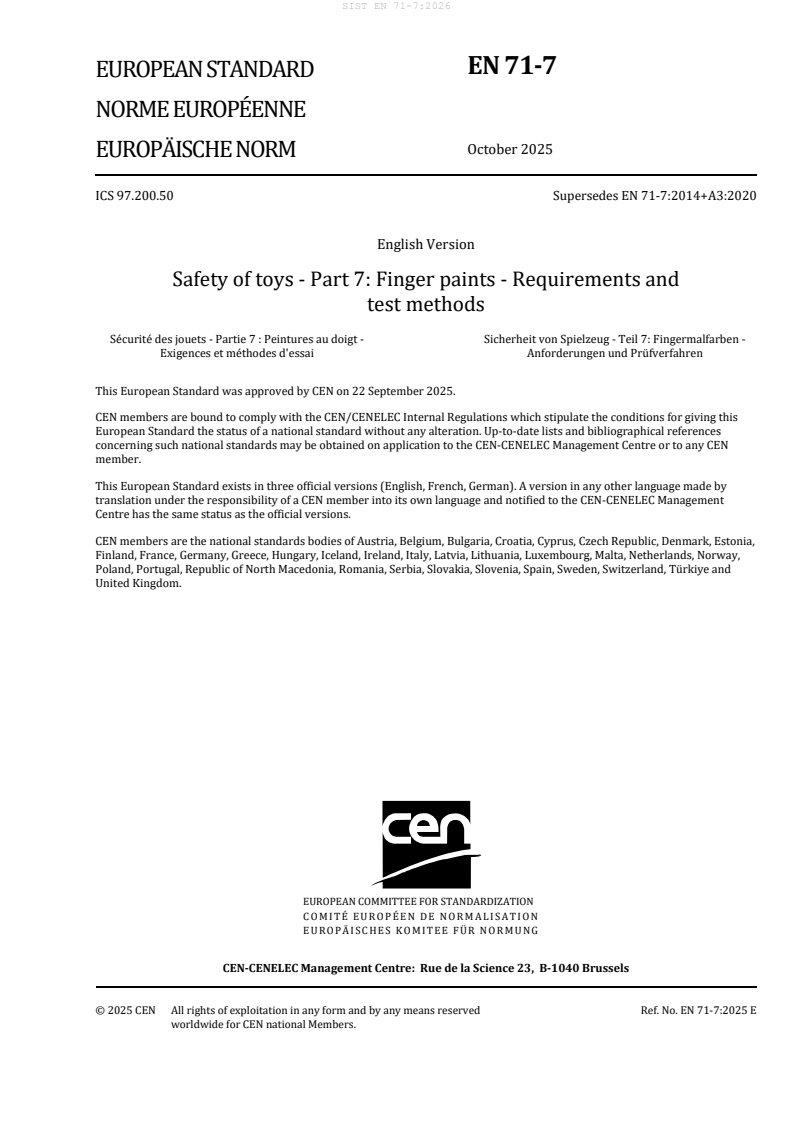 SIST EN 71-7:2026