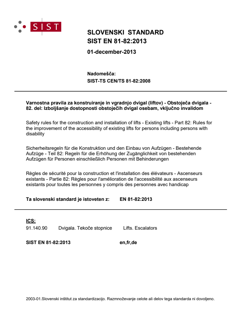 EN 81-82:2013 EN 81-82:2013 - Page 1 preview