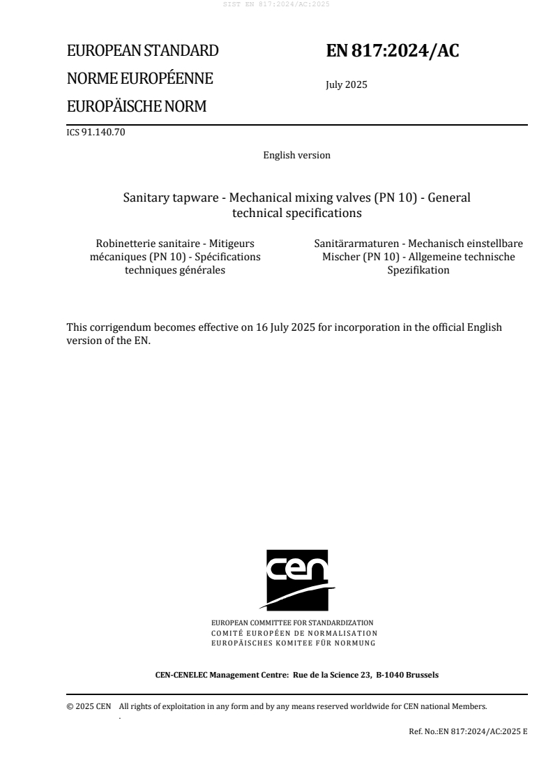 EN 817:2024/AC:2025