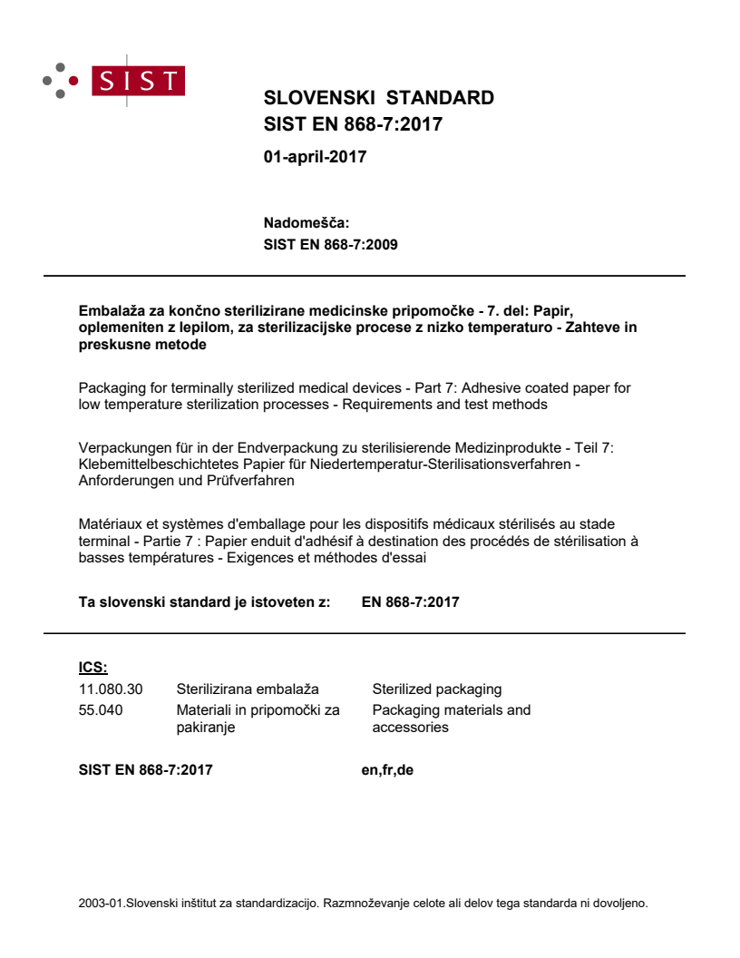 EN 868-7:2017 EN 868-7:2017 - Page 1 preview