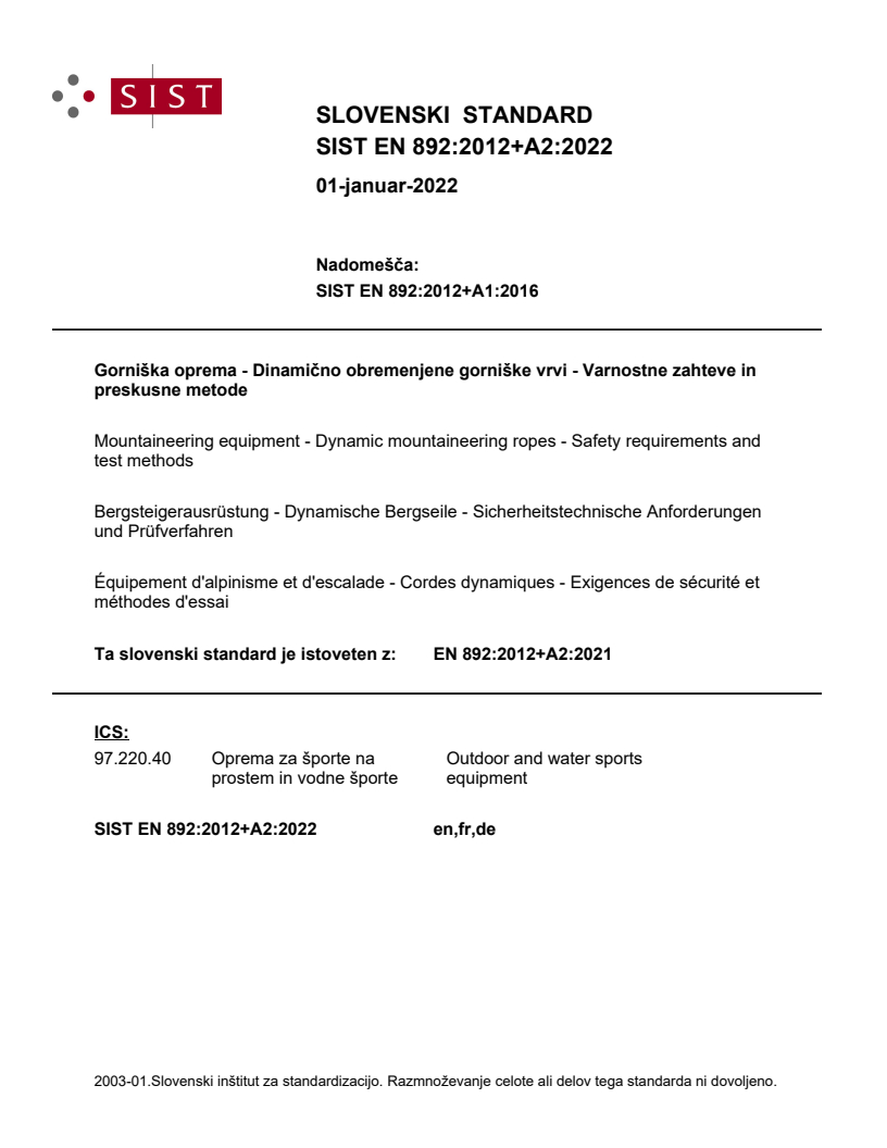 EN 892:2012+A2:2021 EN 892:2012+A2:2022 - Page 1 preview