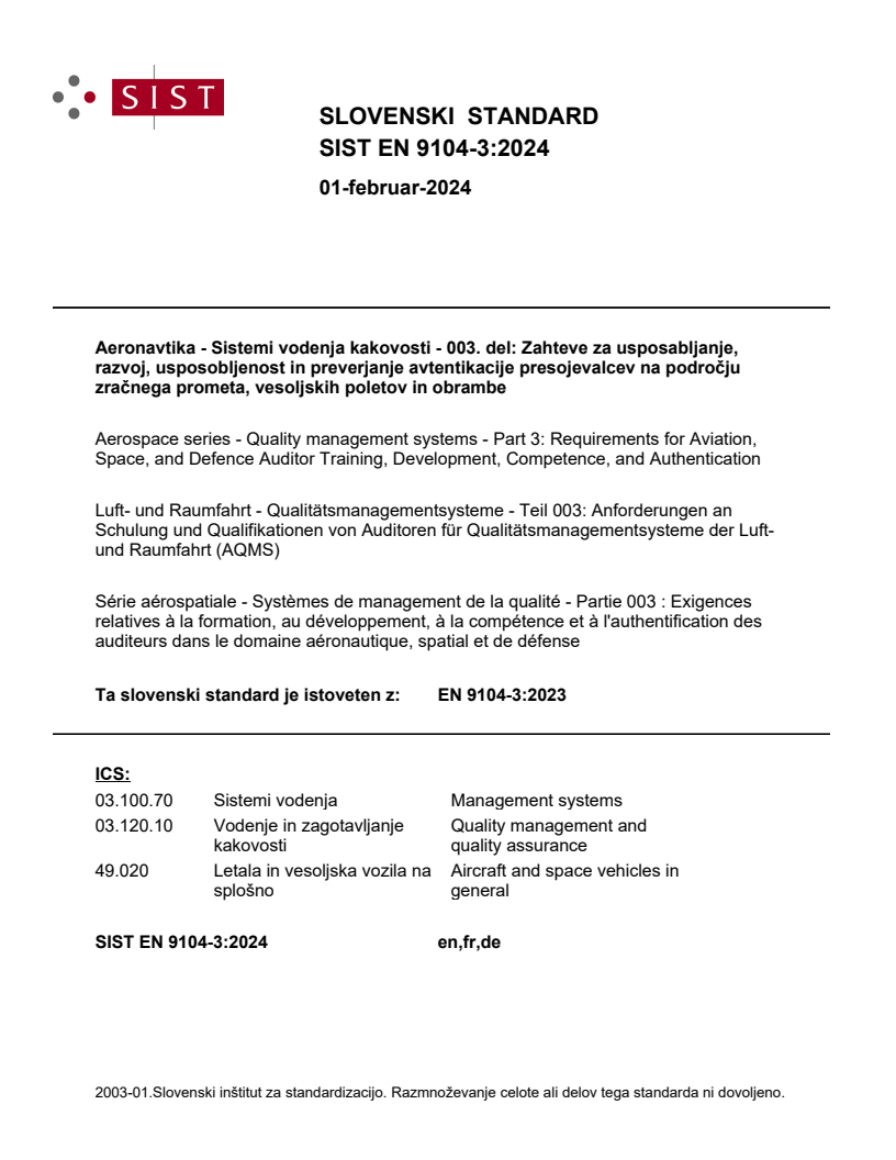 EN 9104-3:2023 EN 9104-3:2024 - Page 1 preview