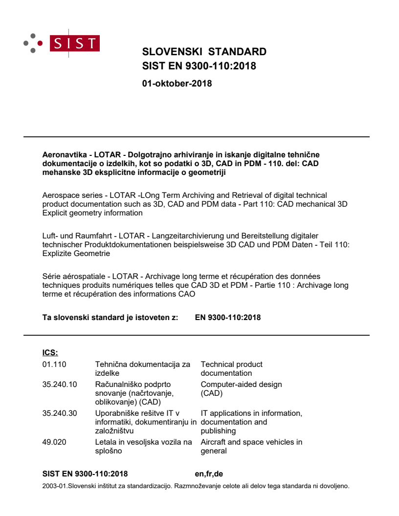 SIST EN 9300-110:2018 - BARVE