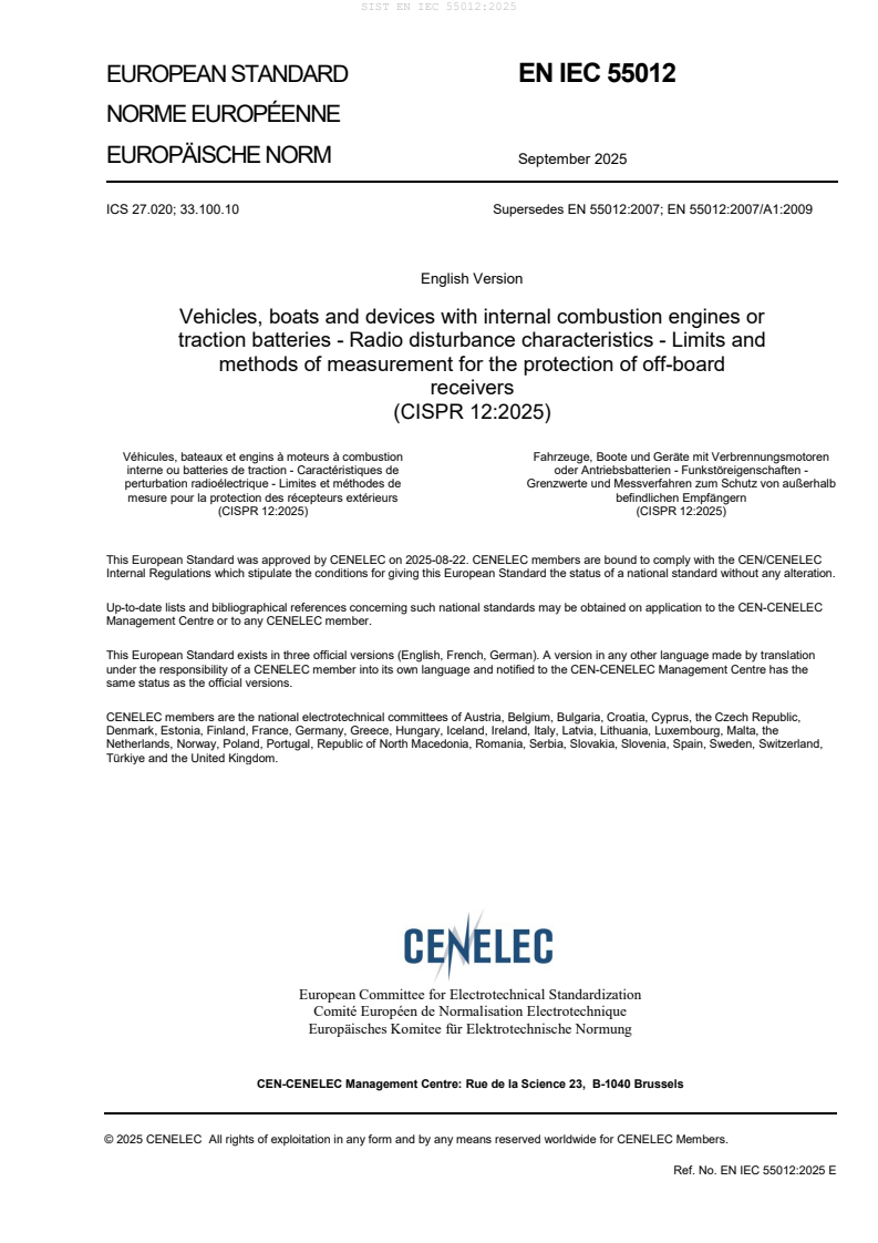 SIST EN IEC 55012:2025 - BARVE