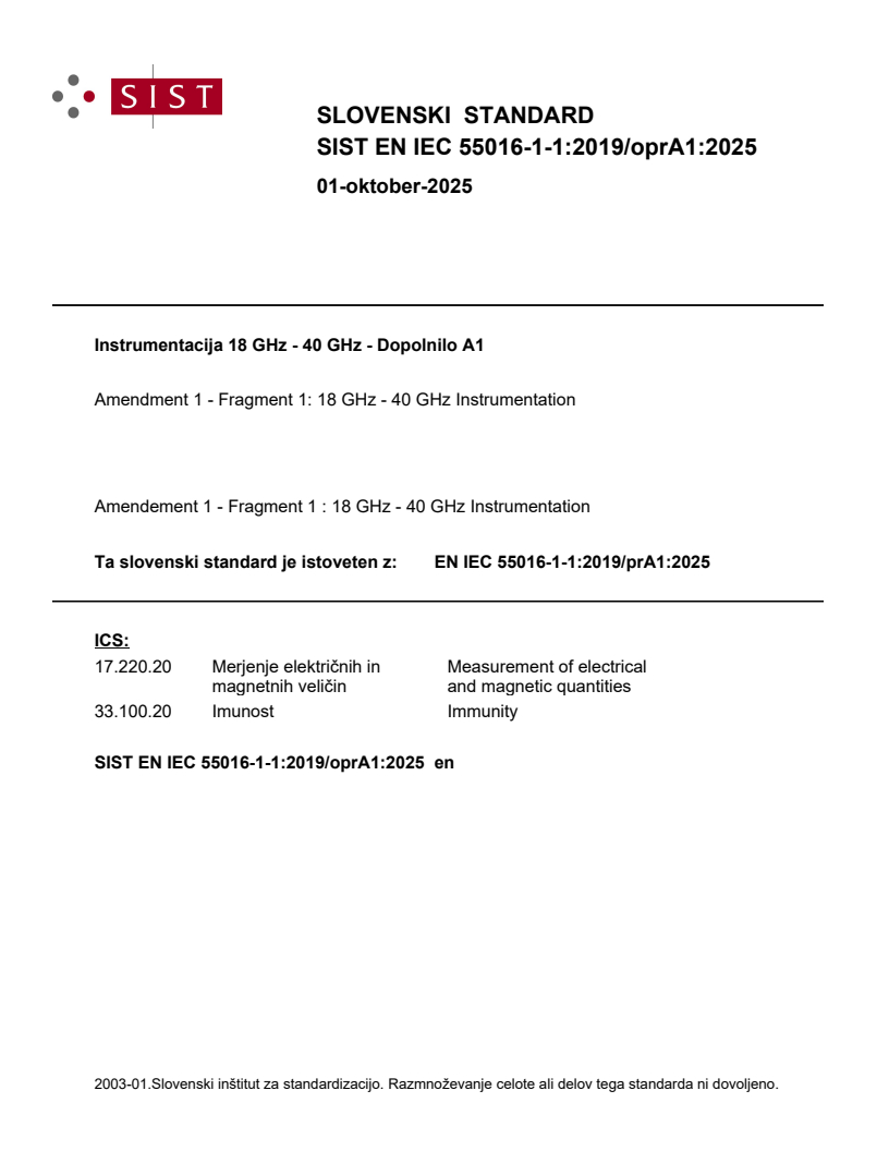 EN IEC 55016-1-1:2019/oprA1:2025 - BARVE