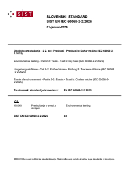SIST EN IEC 60068-2-2:2026 SIST EN IEC 60068-2-2:2026 - Page 1 preview