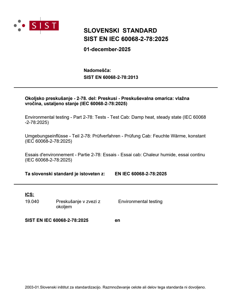 SIST EN IEC 60068-2-78:2025