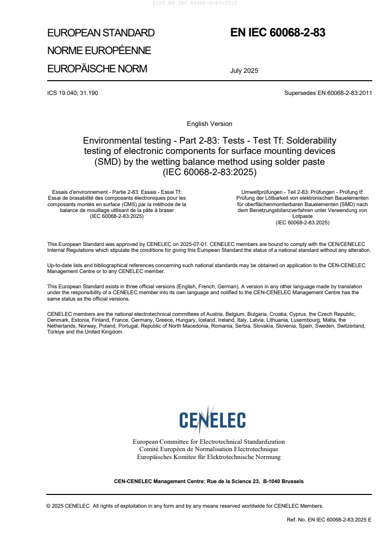 EN IEC 60068-2-83:2025