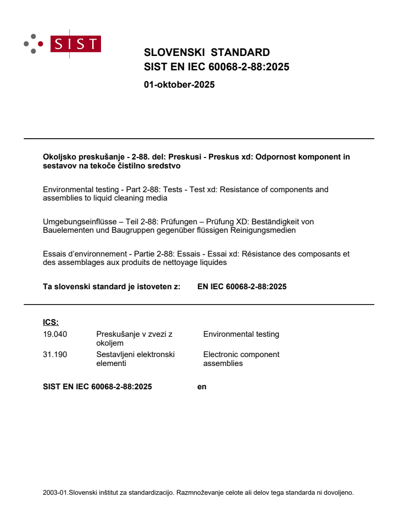 EN IEC 60068-2-88:2025 - BARVE