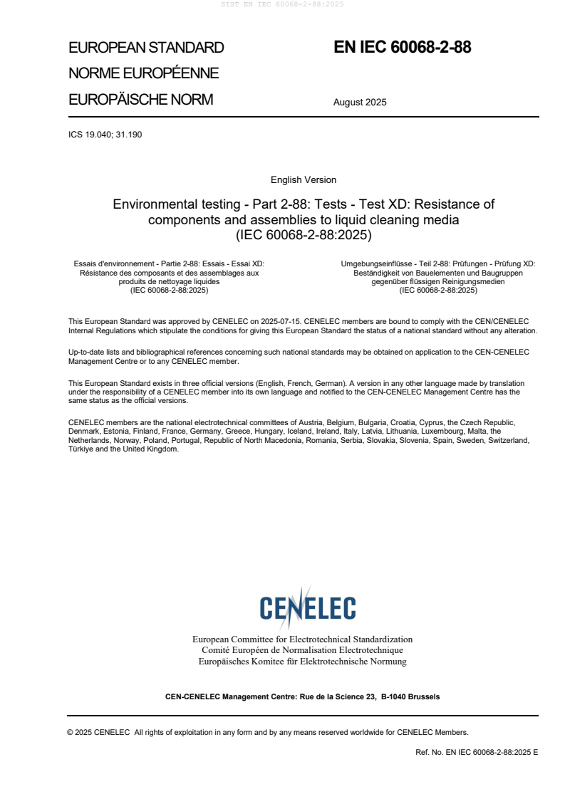 EN IEC 60068-2-88:2025 - BARVE