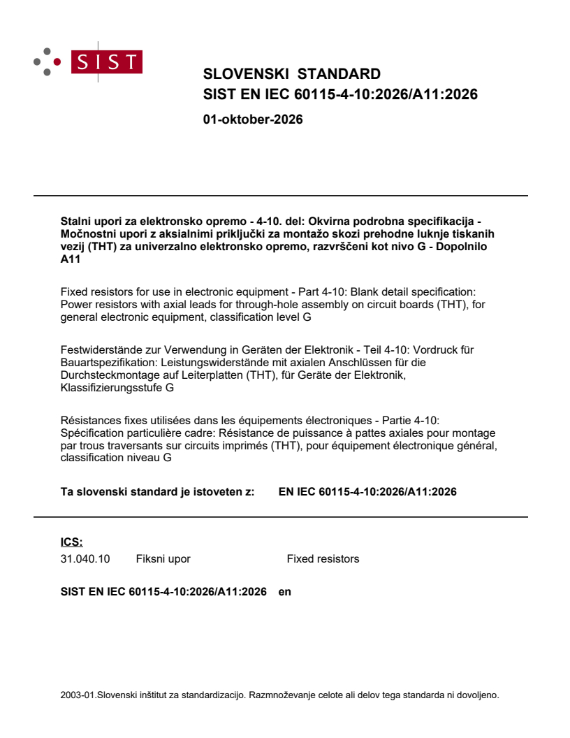 EN IEC 60115-4-10:2026/A11:2026 EN IEC 60115-4-10:2026/A11:2026 - Page 1 preview