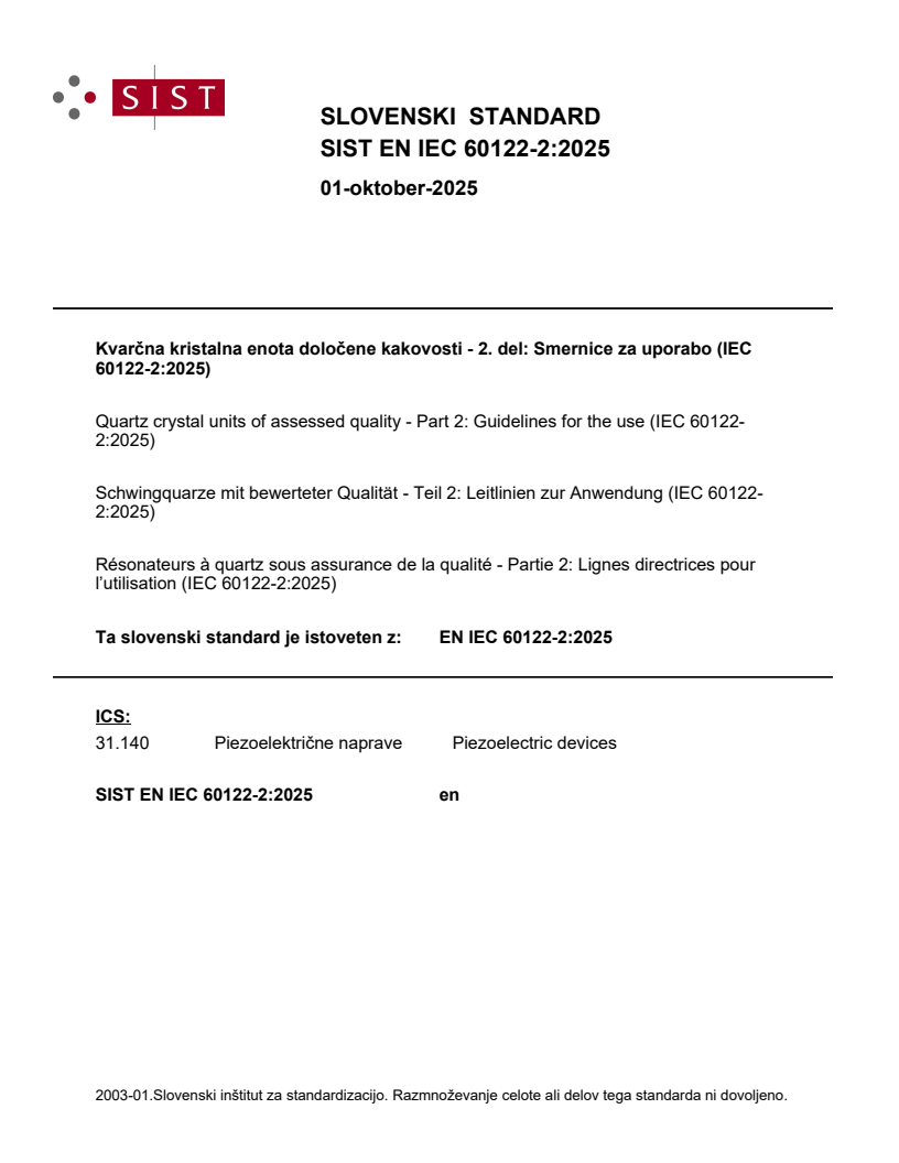 EN IEC 60122-2:2025 - BARVE