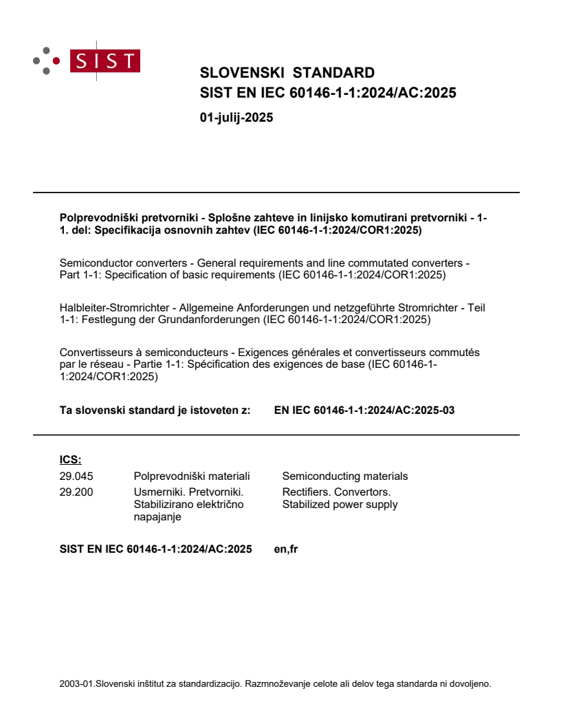 EN IEC 60146-1-1:2024/AC:2025