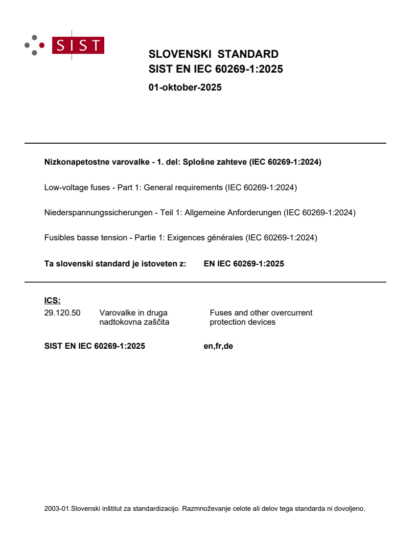 EN IEC 60269-1:2025