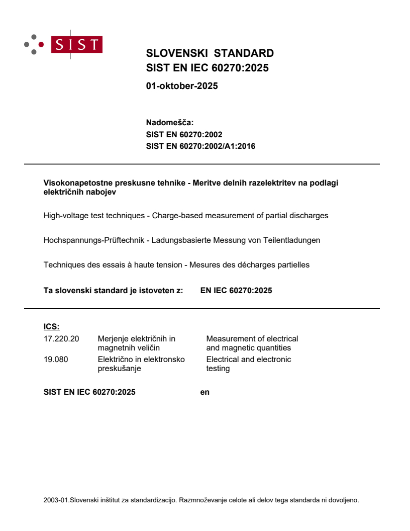 EN IEC 60270:2025 - BARVE