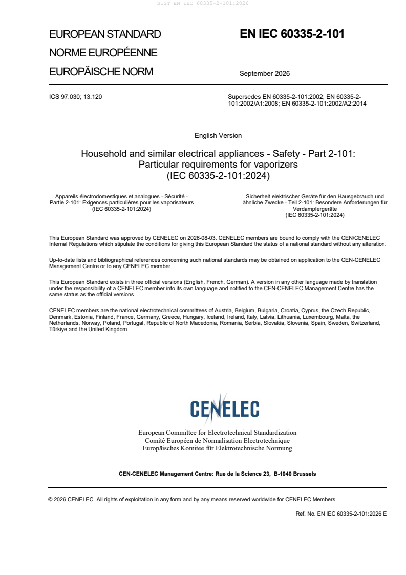 SIST EN IEC 60335-2-101:2026 SIST EN IEC 60335-2-101:2026 - Page 3 preview