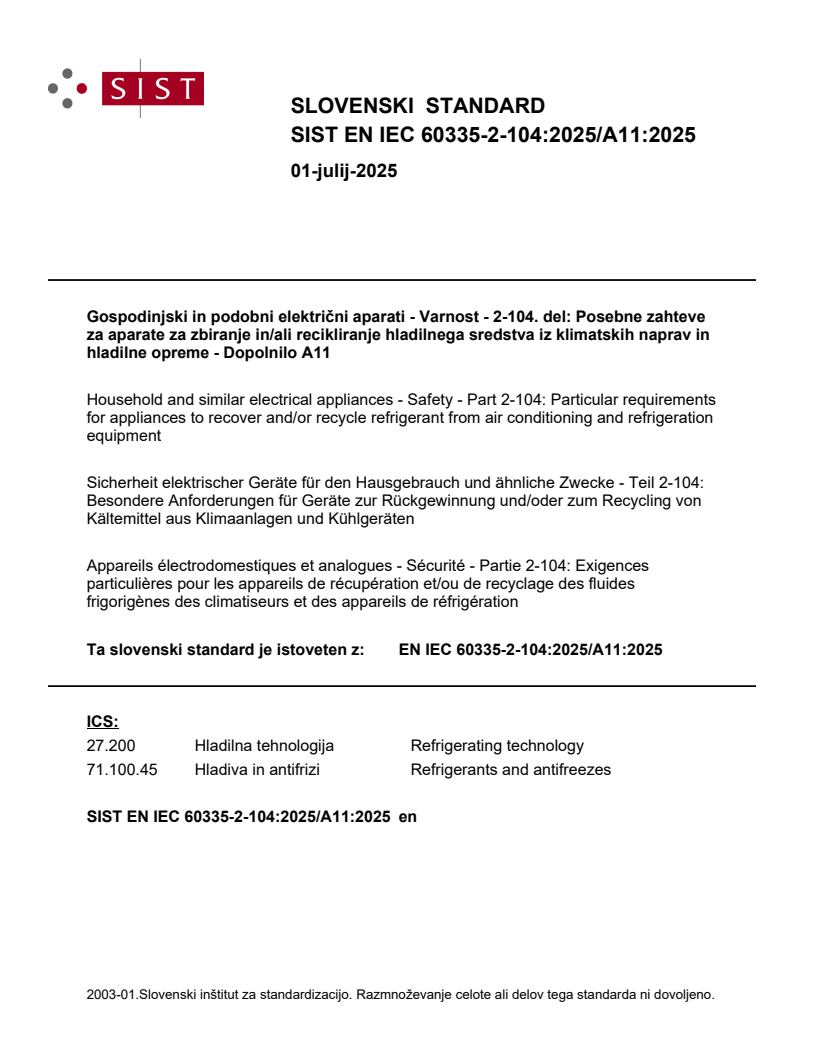 EN IEC 60335-2-104:2025/A11:2025