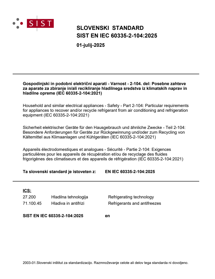 EN IEC 60335-2-104:2025 - BARVE