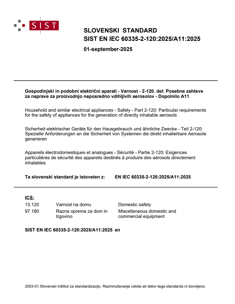 EN IEC 60335-2-120:2025/A11:2025