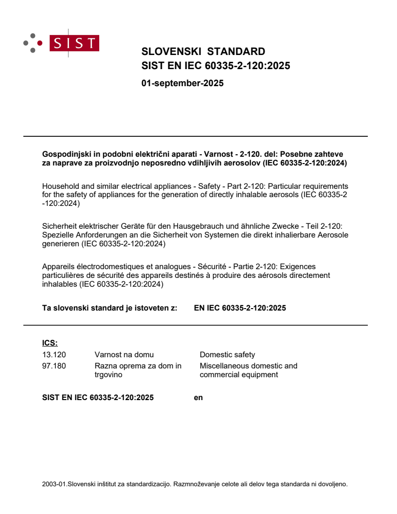 EN IEC 60335-2-120:2025