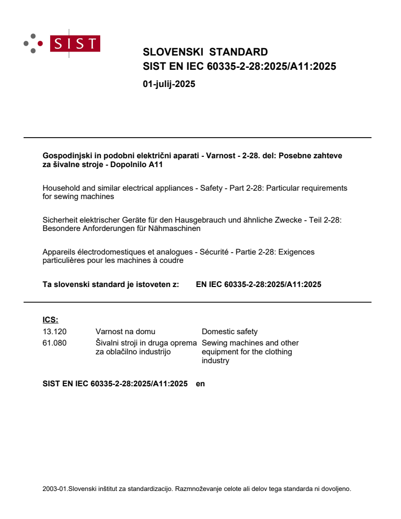 EN IEC 60335-2-28:2025/A11:2025