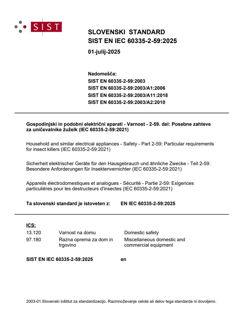 EN IEC 60335-2-59:2025