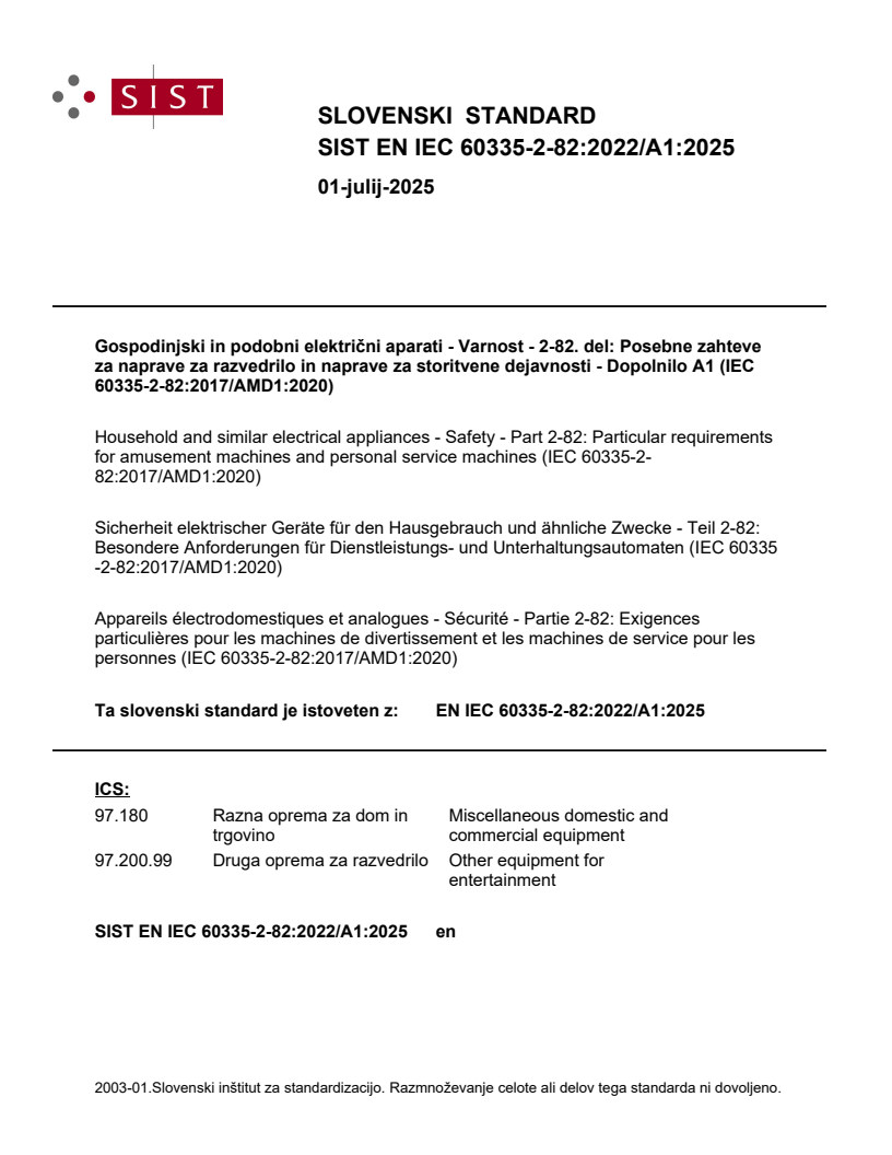 EN IEC 60335-2-82:2022/A1:2025