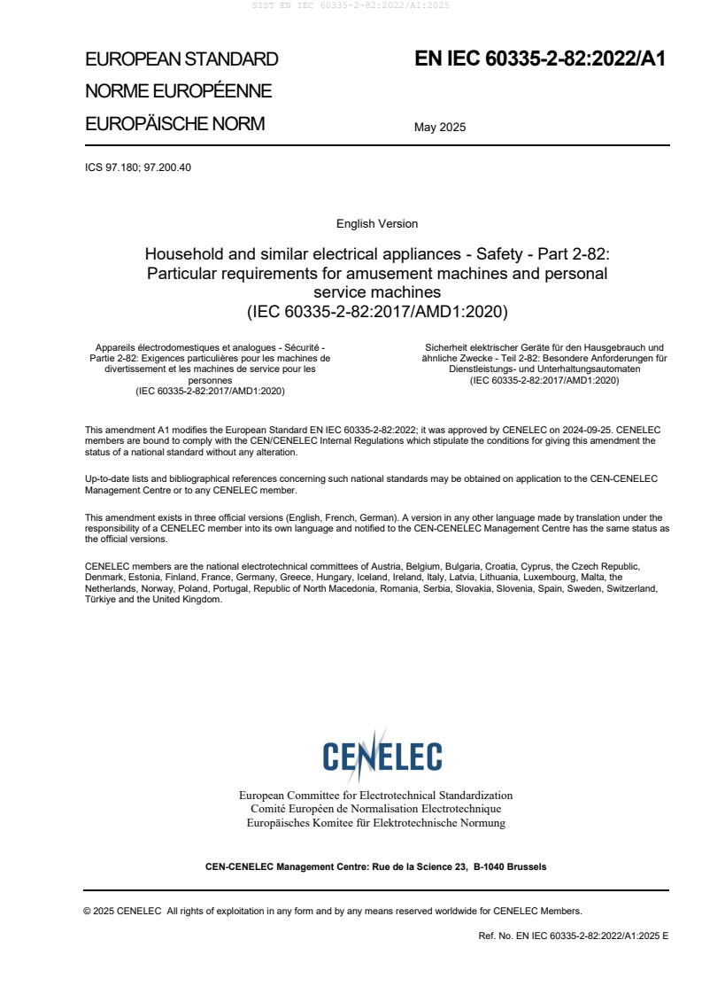 EN IEC 60335-2-82:2022/A1:2025