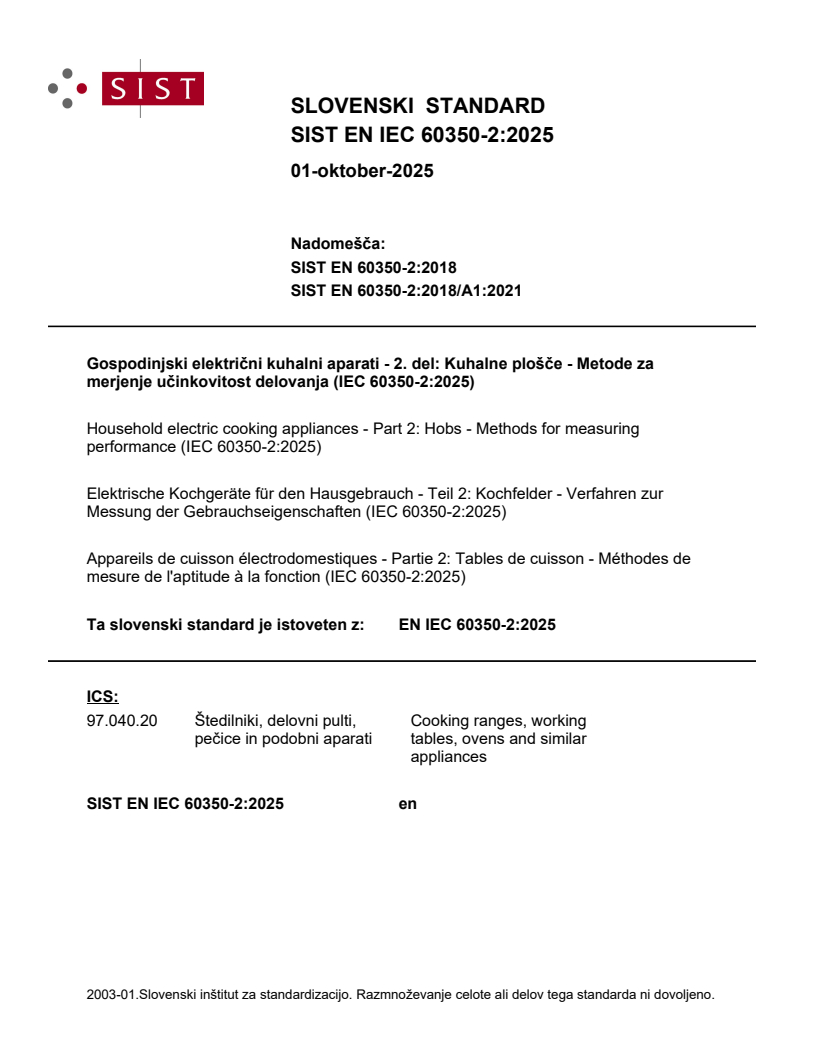 EN IEC 60350-2:2025 - BARVE