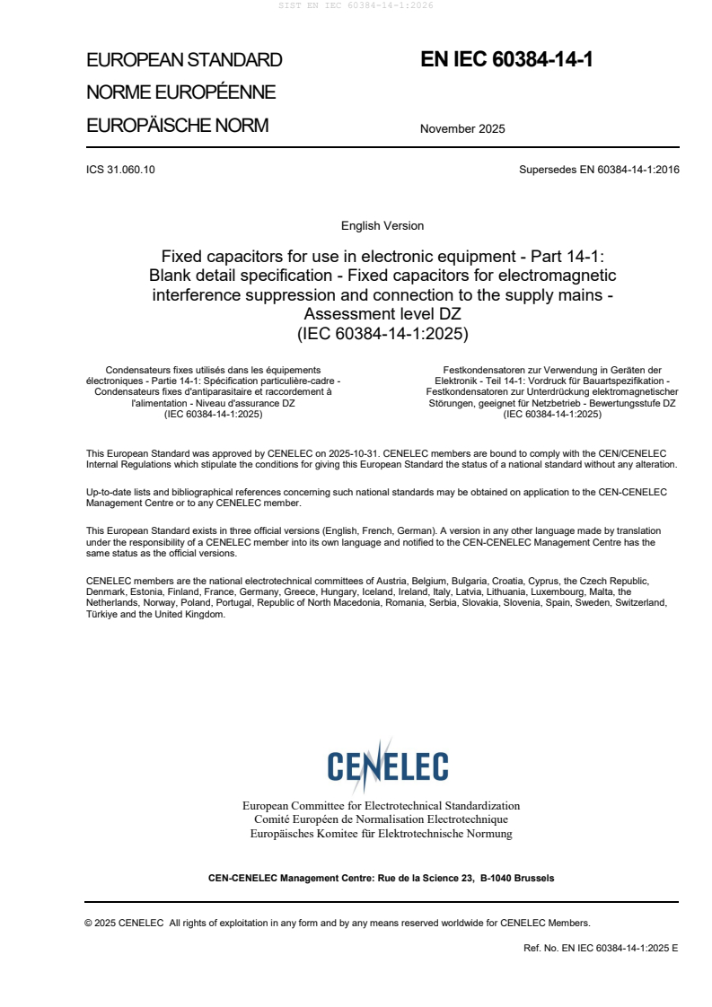 SIST EN IEC 60384-14-1:2026 SIST EN IEC 60384-14-1:2026
