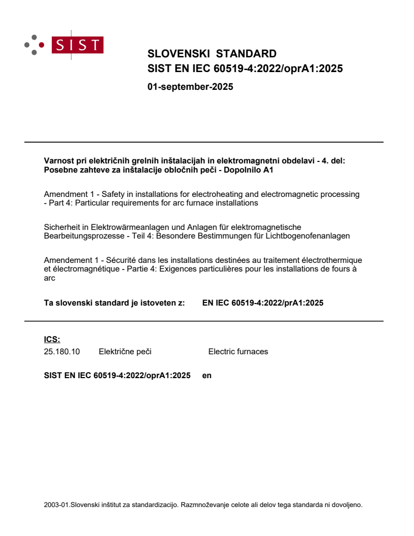 EN IEC 60519-4:2022/oprA1:2025