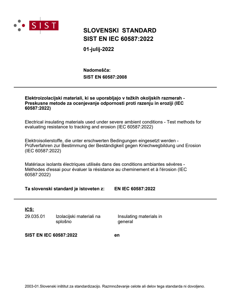 EN IEC 60587:2022 EN IEC 60587:2022 - BARVE - Page 1 preview