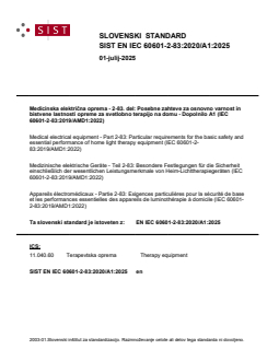 SIST EN IEC 60601-2-83:2020/A1:2025 - Page 1 preview