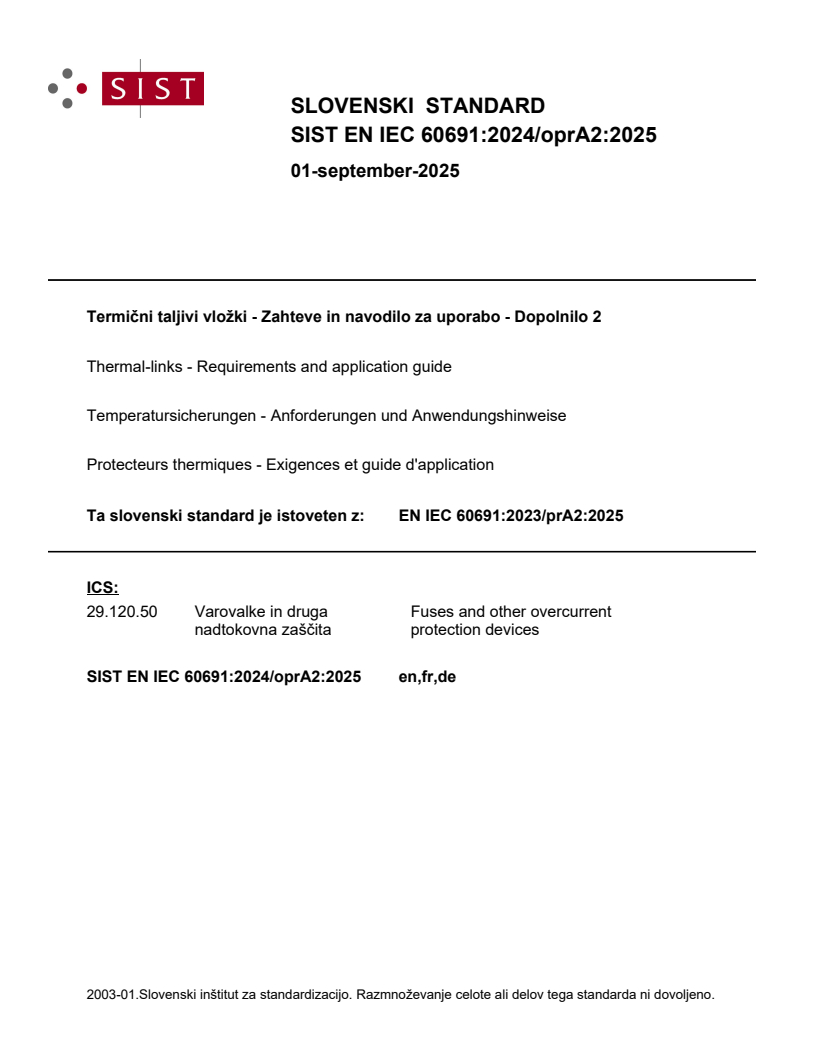 EN IEC 60691:2024/oprA2:2025