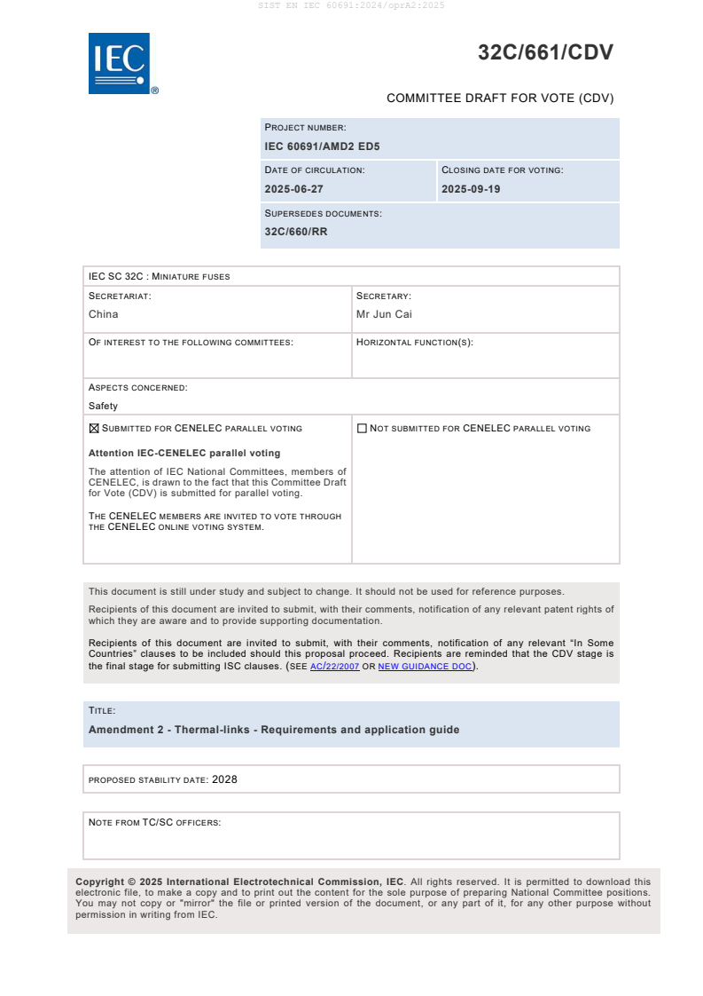 EN IEC 60691:2024/oprA2:2025
