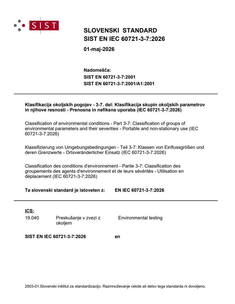 SIST EN IEC 60721-3-7:2026 SIST EN IEC 60721-3-7:2026 - BARVE - Page 1 preview