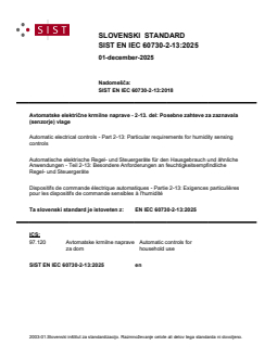 EN IEC 60730-2-13:2025 EN IEC 60730-2-13:2025 - Page 1 preview