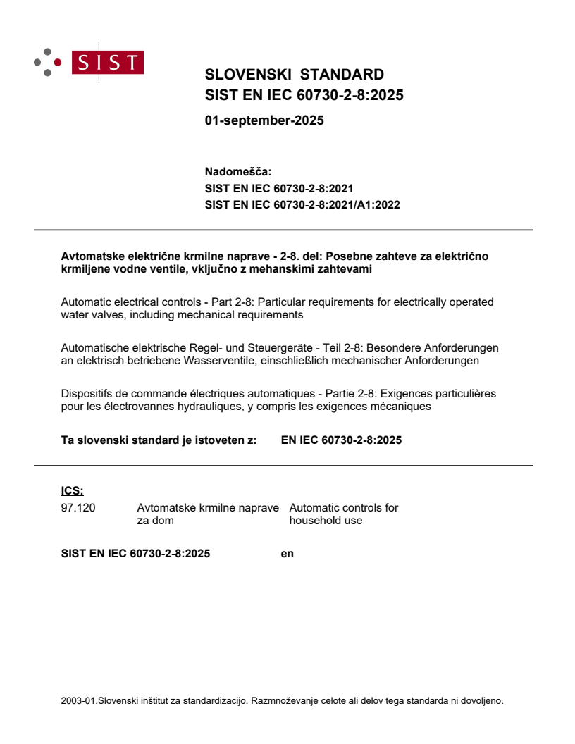 EN IEC 60730-2-8:2025