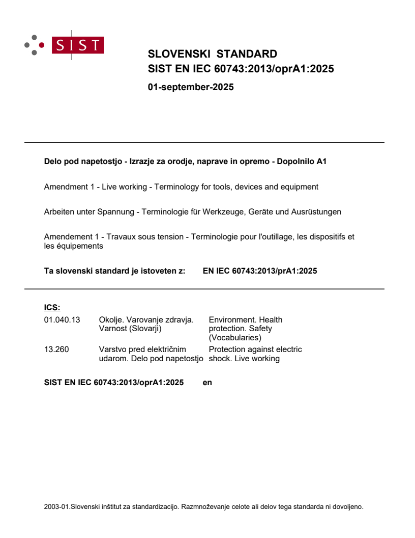 EN IEC 60743:2013/oprA1:2025