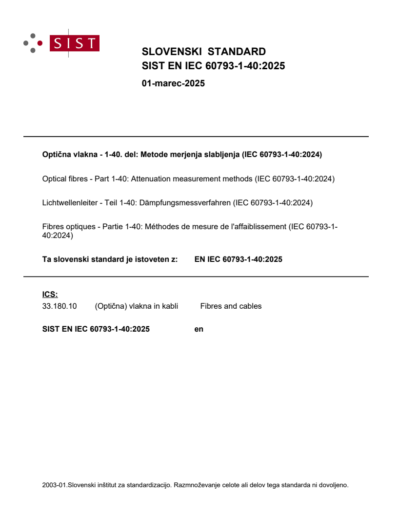 EN IEC 60793-1-40:2025 EN IEC 60793-1-40:2025 - BARVE - Page 1 preview