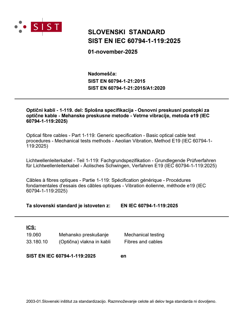 SIST EN IEC 60794-1-119:2025