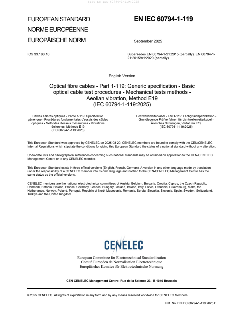 SIST EN IEC 60794-1-119:2025