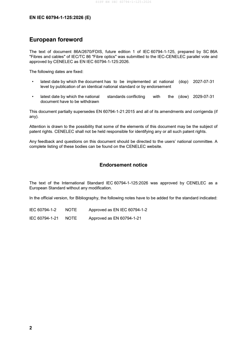 SIST EN IEC 60794-1-125:2026 SIST EN IEC 60794-1-125:2026 - Page 4 preview