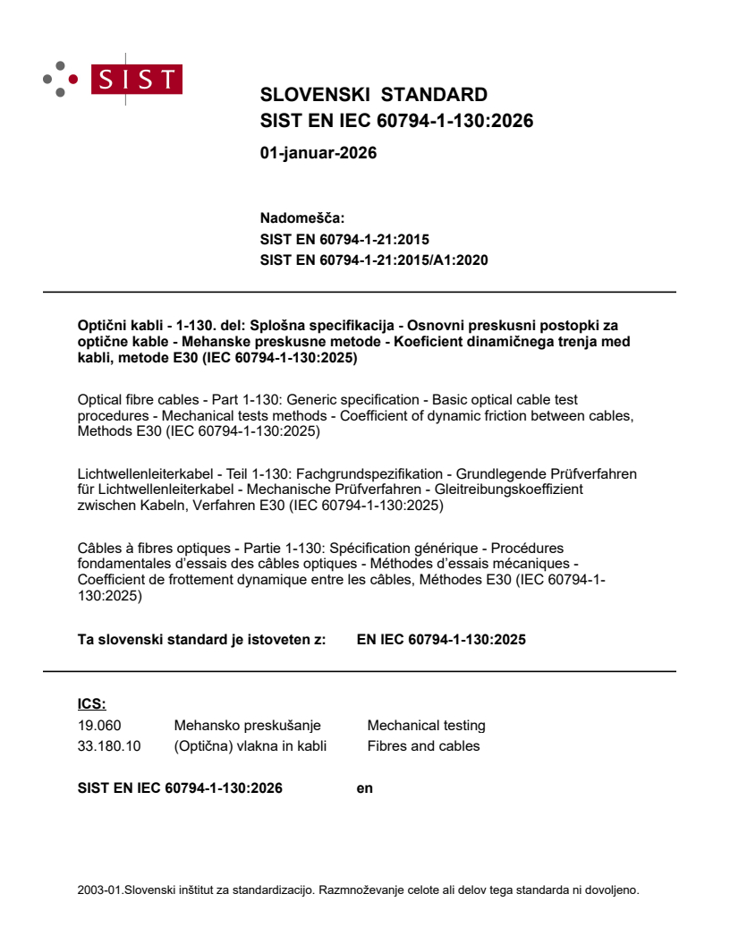 SIST EN IEC 60794-1-130:2026 SIST EN IEC 60794-1-130:2026 - BARVE