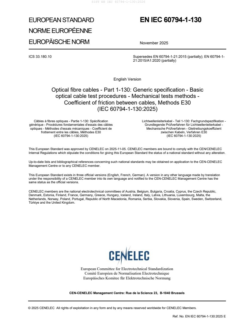 SIST EN IEC 60794-1-130:2026 SIST EN IEC 60794-1-130:2026 - BARVE