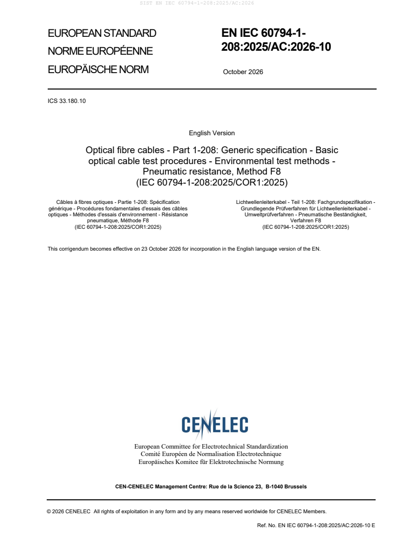 EN IEC 60794-1-208:2025/AC:2026-10 EN IEC 60794-1-208:2025/AC:2026 - Page 3 preview