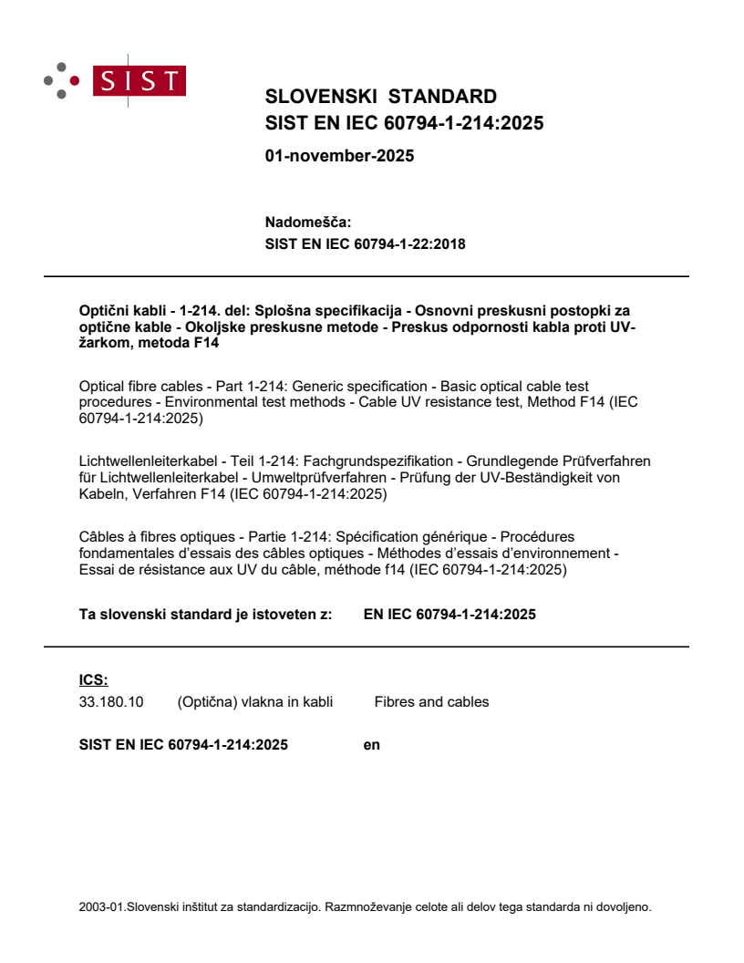 SIST EN IEC 60794-1-214:2025 SIST EN IEC 60794-1-214:2025