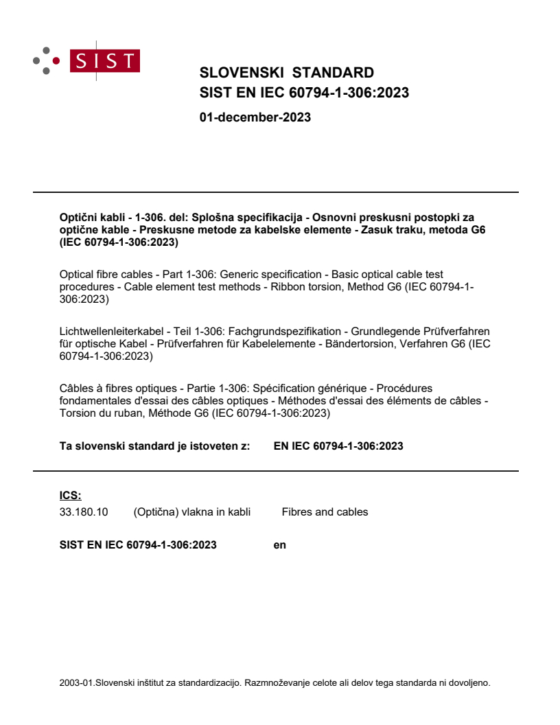 EN IEC 60794-1-306:2023 EN IEC 60794-1-306:2023 - Page 1 preview