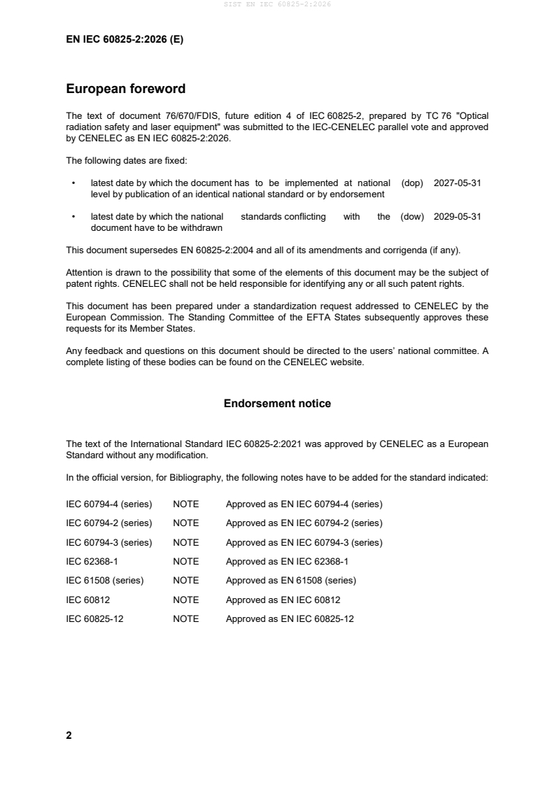 SIST EN IEC 60825-2:2026 SIST EN IEC 60825-2:2026 - Page 4 preview
